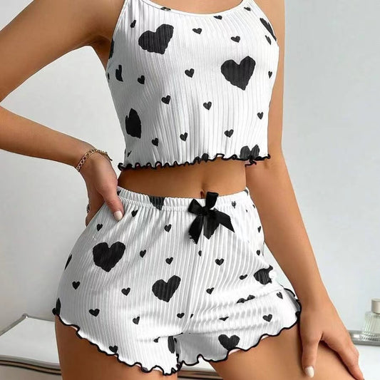 xDollz heart print strappy nightwear top and pants set