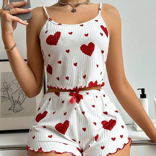 xDollz heart print strappy nightwear top and pants set