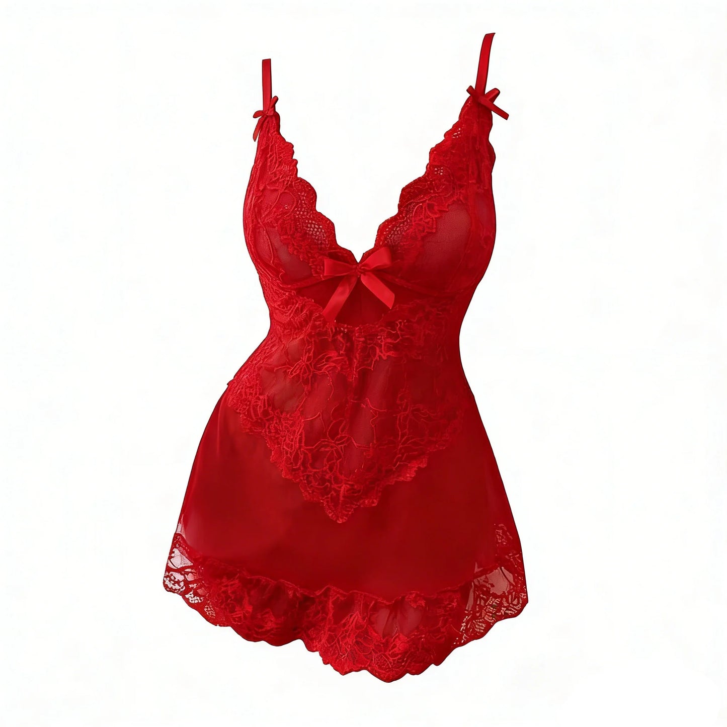 Sheer Lace Babydoll & Bodysuit Set