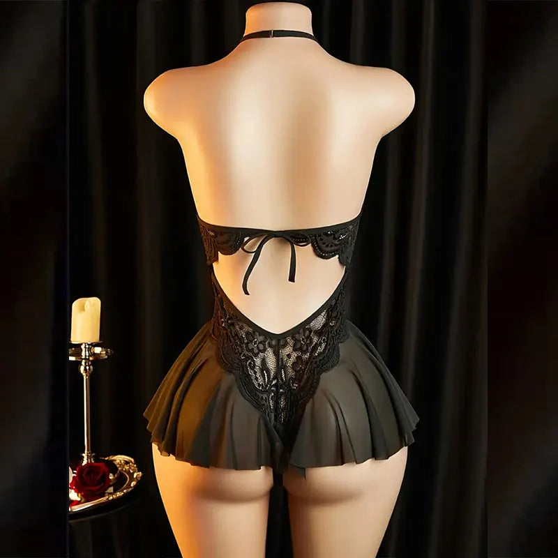 Lace Open-Cut Babydoll Bodysuit